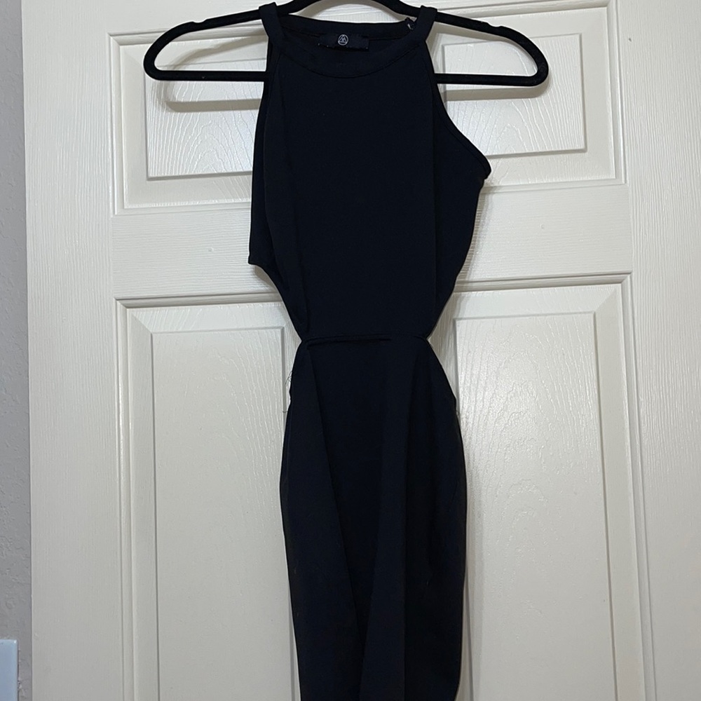 black cut out mini dress
